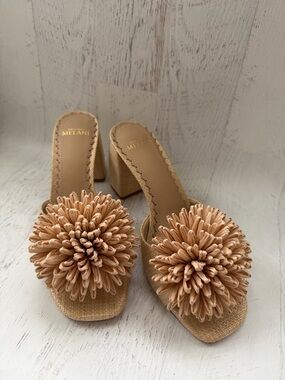 ANTONIO MELANI Glora Raffia Flower Dress Sandals Size 8.5M Never worn